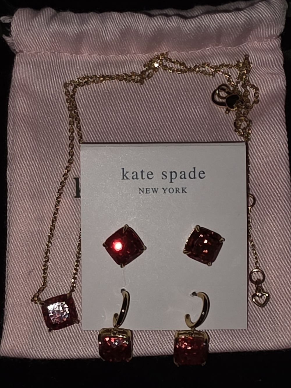 kate spade Gold and Red Glitter Jewelry Set - Picture 2 of 5